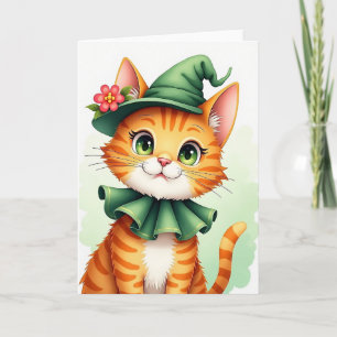 Tarjeta de retrato de gatito naranja