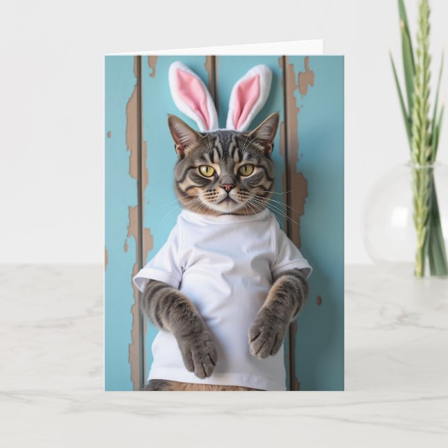 Tarjeta de retrato de gato con camisa (Anverso)