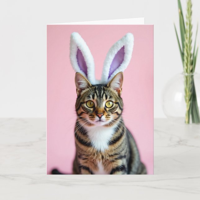 Tarjeta de retrato de gato lindo con orejas (Anverso)