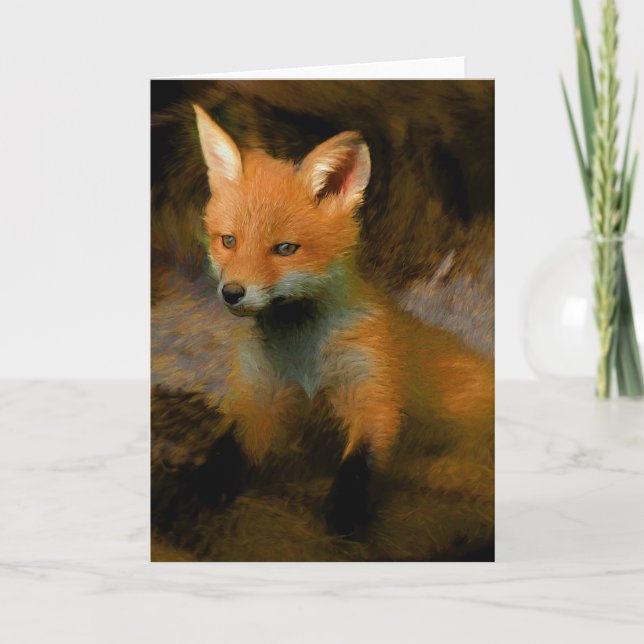 Tarjeta de retrato de Little Baby Fox Cub (Anverso)