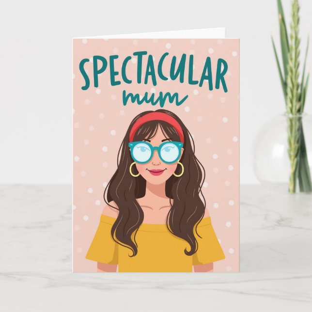 Tarjeta de retrato de mamá con letras turquesas (Anverso)