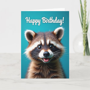 Tarjeta de retrato de mapache dulce