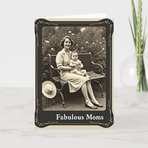 Tarjeta de retrato de maternidad en sepia