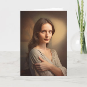 Tarjeta de retrato de mujer joven
