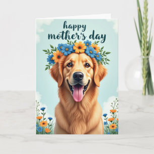 Tarjeta de retrato de perro dorado con sonrisa