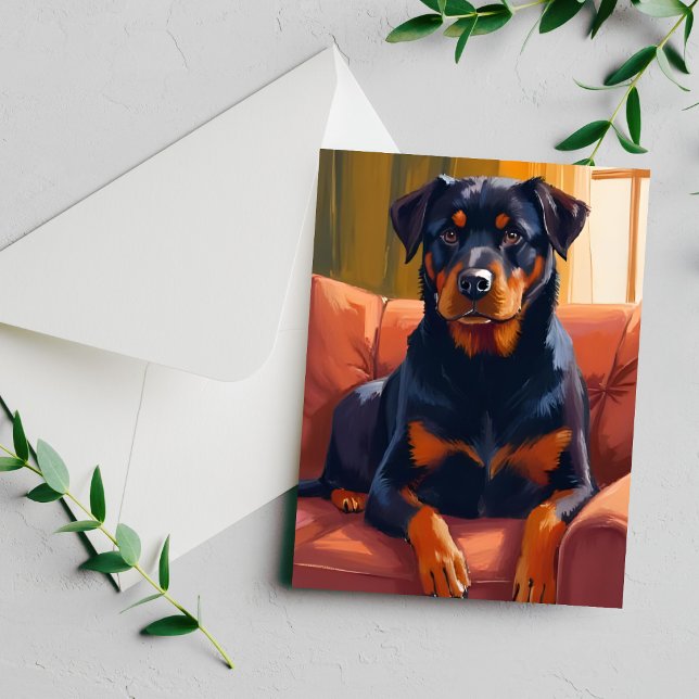 Tarjeta de retrato de perro Rottweiler Pintura de  (Subido por el creador)