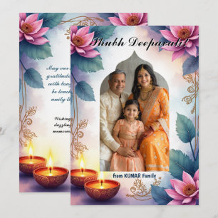 Tarjeta de retrato de Shubh Deepavali en acuarela