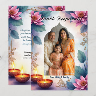 Tarjeta de retrato de Shubh Deepavali en acuarela