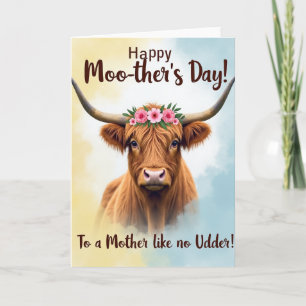 Tarjeta de retrato de vaca con estilo pictórico