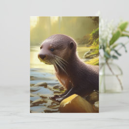 Tarjeta de retrato de vida silvestre Baby Otter