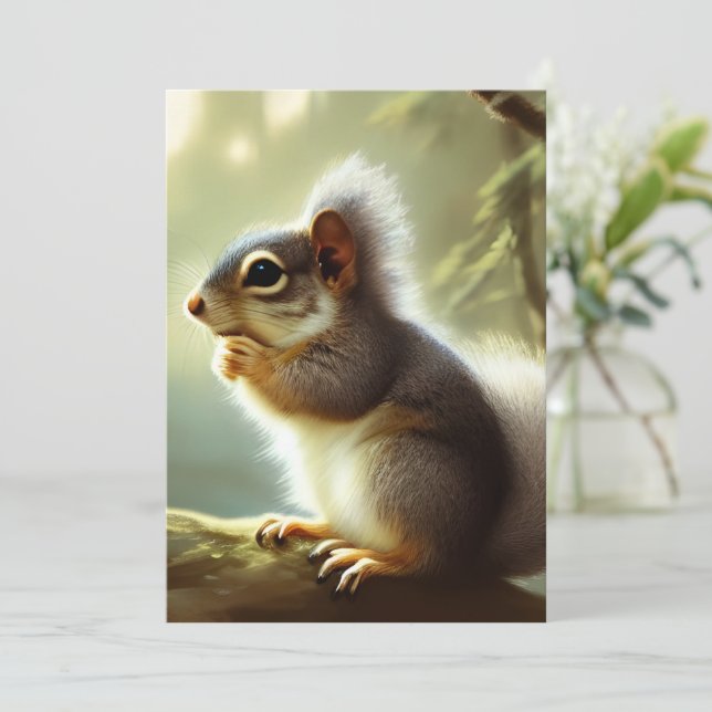 Tarjeta de retrato de vida silvestre Baby Squirrel (Anverso de pie)