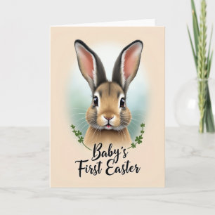 Tarjeta de retrato del conejo de Pascua frondoso