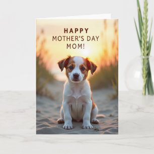 Tarjeta de retrato del día de la madre de cachorro