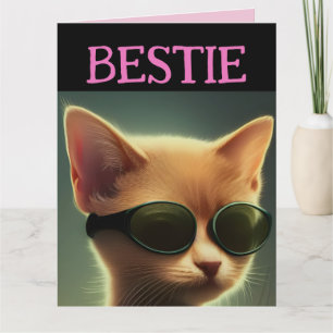 TARJETA DE REUNIÓN DE BESTIE FRIEND CAT BIRTHDAY