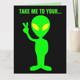 TARJETA DE REUNIÓN DE CAKE DE ALIEN BIRTHDAY FUNNY
