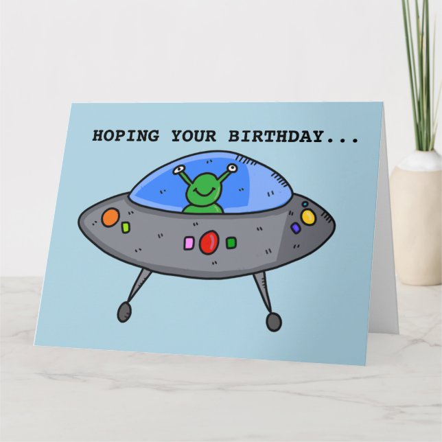 TARJETA DE REUNIÓN DE CUMPLEAÑOS DE ALIEN UFO FUNN (Anverso)