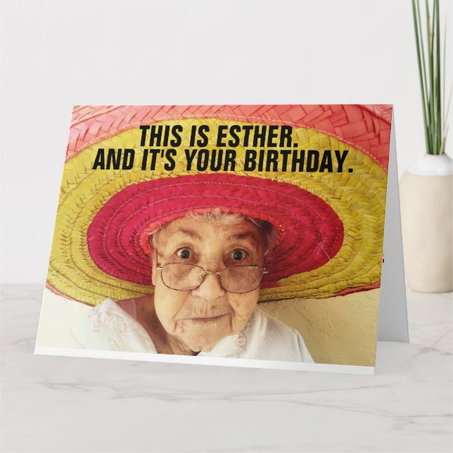 TARJETA DE REUNIÓN DE CUMPLEAÑOS DE ANCIANA (Anverso)