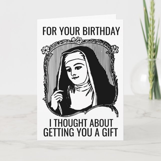 TARJETA DE REUNIÓN DE FUNNY NUN CATHOLIC BIRTHDAY (Anverso)