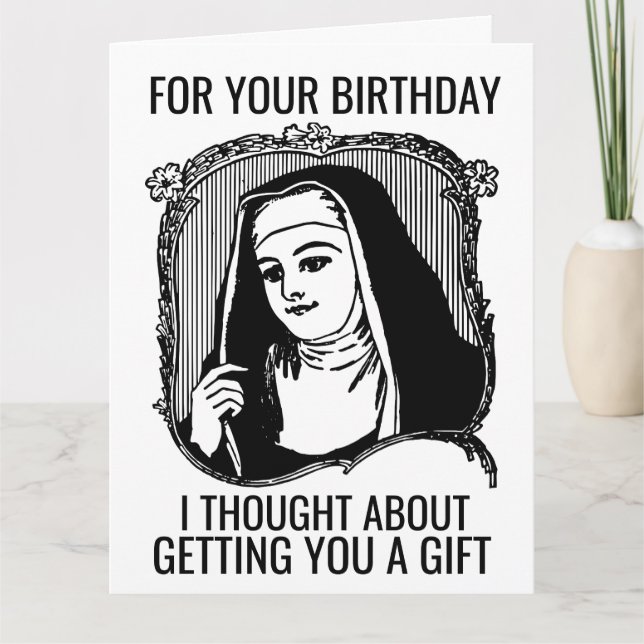 TARJETA DE REUNIÓN DE FUNNY NUN CATHOLIC BIRTHDAY (Anverso)