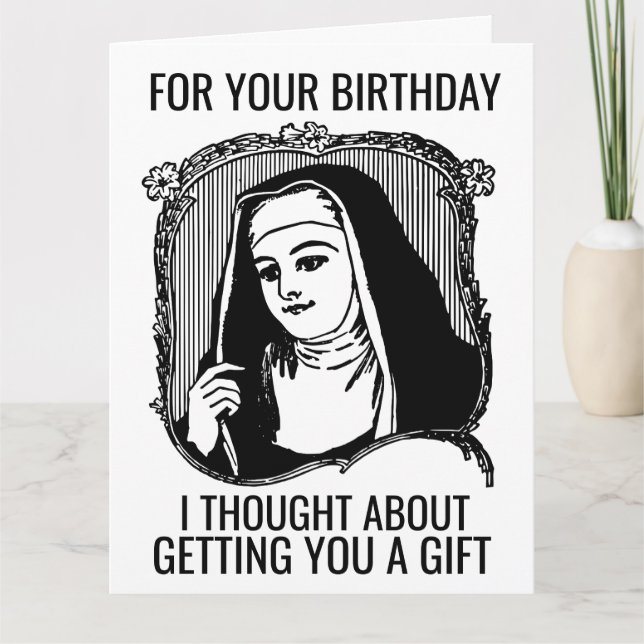 TARJETA DE REUNIÓN DE FUNNY NUN CATHOLIC BIRTHDAY (Anverso)