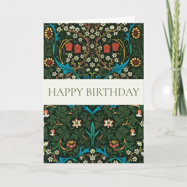 TARJETA DE REUNIÓN DE WILLIAM MORRIS "FELIZ CUMPLE (Anverso)