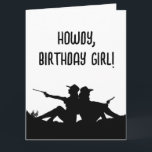 TARJETA DE REUNIÓN DEL CUMPLEAÑOS DEL CUMPLEAÑOS D<br><div class="desc">TARJETA DE CUMPLEAÑOS DE LAS CHICAS. EN EL INTERIOR SE PUEDE LEER: ¡TENGAN UN CUMPLEAÑOS SALVAJE PARA EL OESTE DE KINDA!</div>