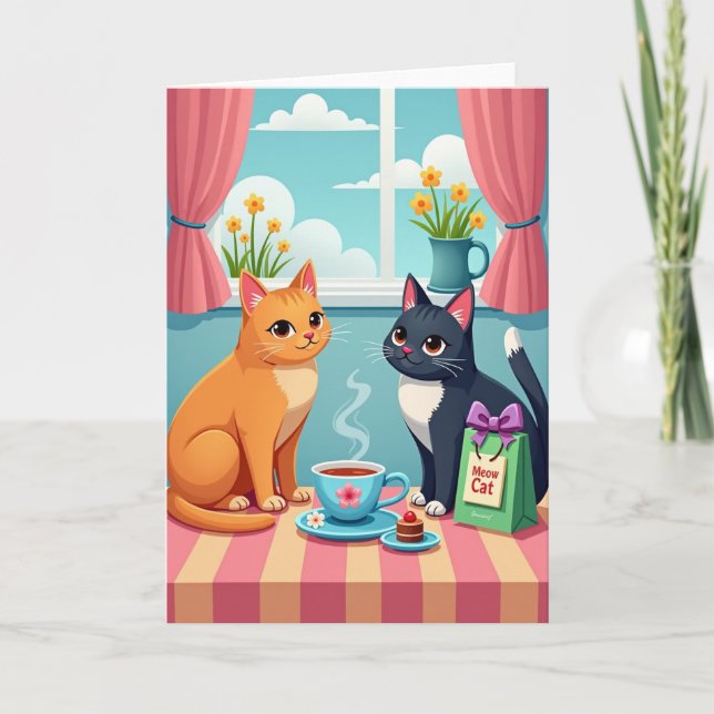 Tarjeta de Reunión del Día de las Madres Felinas (Anverso)