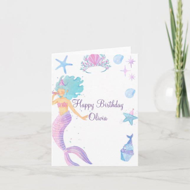 TARJETA DE REUNIÓN MERMAID DE CUMPLEAÑOS (Anverso)