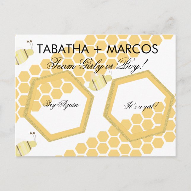 Tarjeta de Revelación de Género de Bebé con Miel d (Anverso)