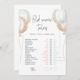 Tarjeta de revelación de género rosa y azul para v