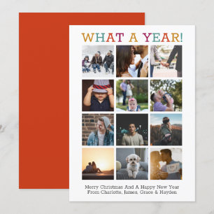 Tarjeta de revisión de qué año Navidades fotográfi