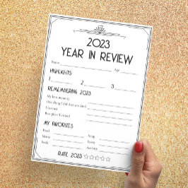 Tarjeta de revisión del Año Nuevo Fiesta Art Deco 