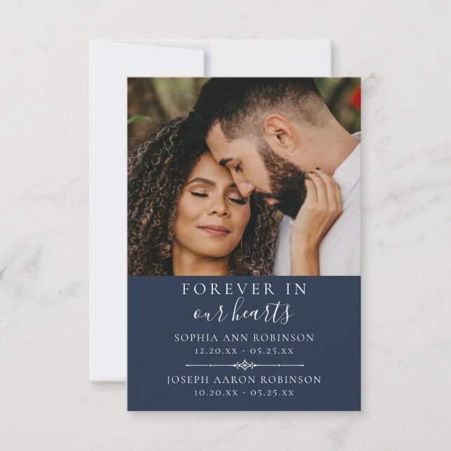 Tarjeta de rezo azul funeral doble conmemorativo d (Anverso)