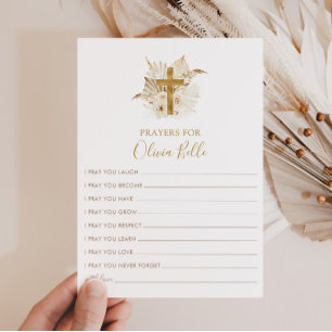 Tarjeta de rezo Boho Baptism para rezar oraciones 