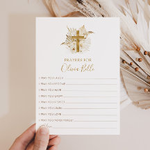 Tarjeta de rezo Boho Baptism para rezar oraciones 