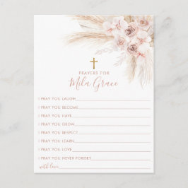 Tarjeta de rezo Boho Pampas Chica Rosa Baptism Flo