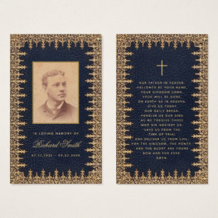 Tarjeta de rezo conmemorativa de oro azul funerari