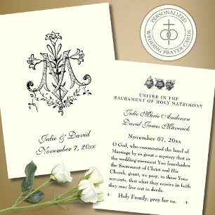 Tarjeta de rezo cruzado de la Boda católica Marian