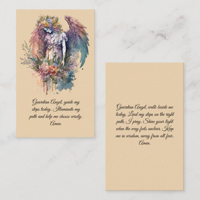 Tarjeta de rezo de ángel de Guardian (Anverso / Reverso)