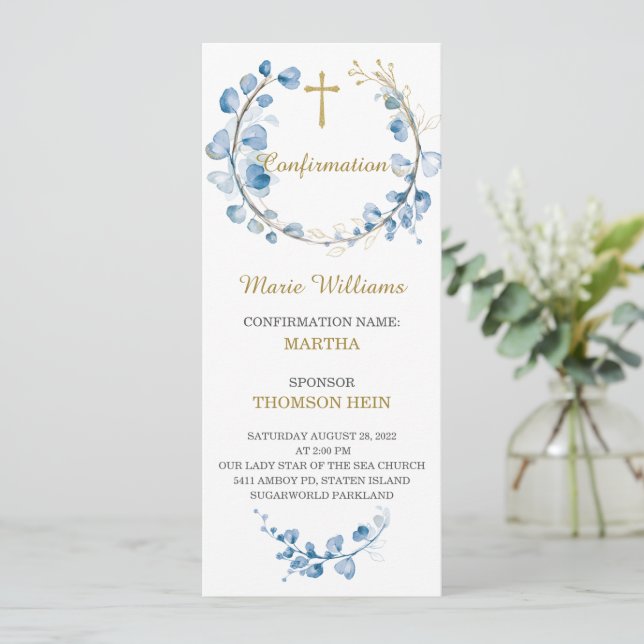 Tarjeta de rezo de chico de confirmación personali (Anverso de pie)