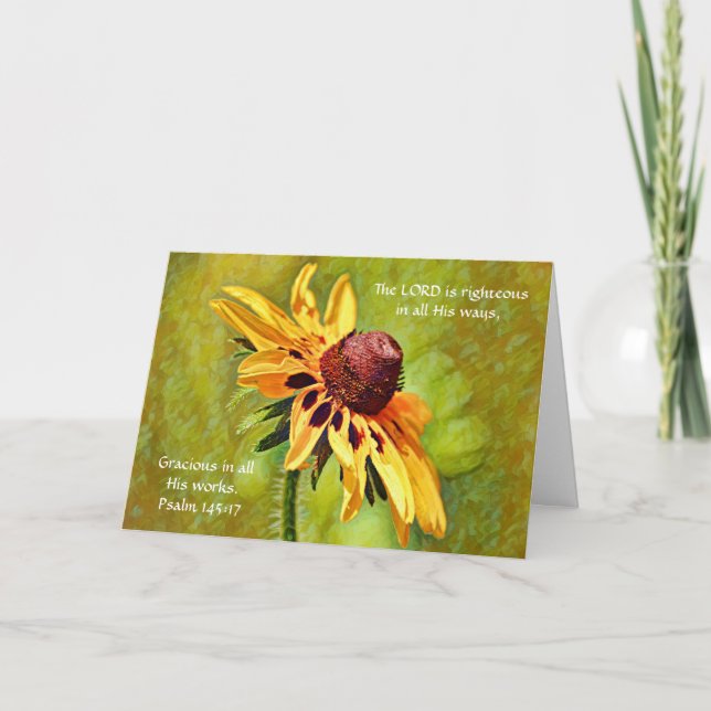 Tarjeta de rezo de flor silvestre amarillo Faith Y (Anverso)