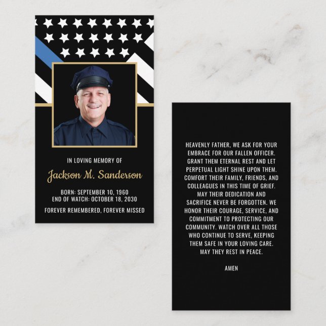 Tarjeta de rezo de fotos conmemorativa de oficial  (Anverso / Reverso)