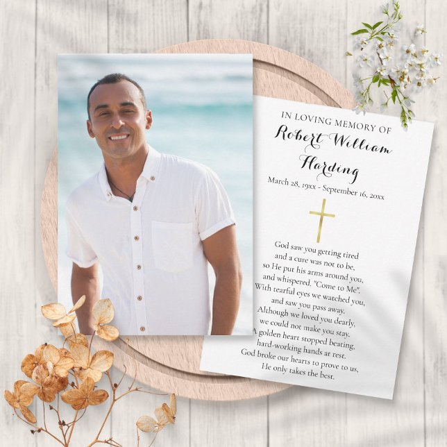 Tarjeta de rezo de fotos conmemorativa del funeral (Christian Funeral Memorial Photo Prayer Card)