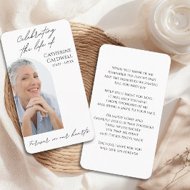 Tarjeta de rezo de fotos del arco fúnebre minimali