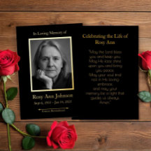 Tarjeta de rezo de fotos del funeral conmemorativo