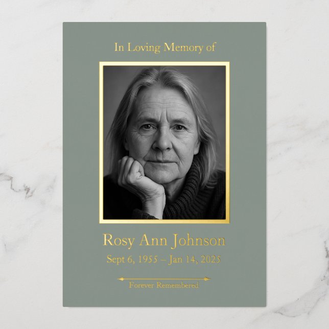 Tarjeta de rezo de fotos del funeral conmemorativo (Anverso)