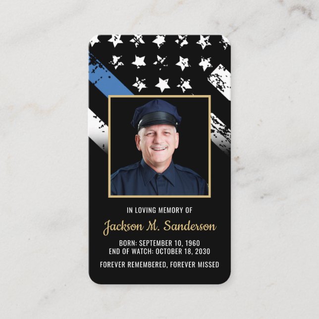 Tarjeta de rezo de fotos del funeral de policía (Anverso)