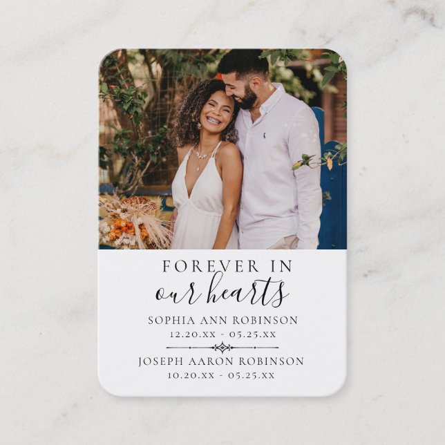 Tarjeta de rezo de fotos del funeral doble conmemo (Anverso)