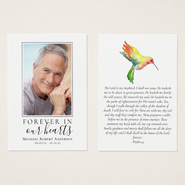 Tarjeta de rezo de Hummingbird fotográfica (Anverso y reverso)