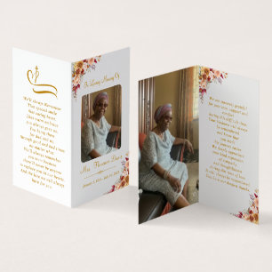 Tarjeta de rezo de la carpeta de fotos conmemorati